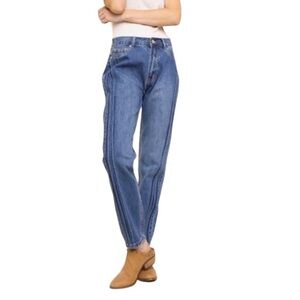 Umgee Straight Leg Jeans Sz 29 Medium Wash High Rise Vintage Stitch 100% Cotton